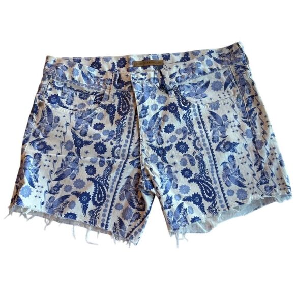 NWT USA Rebecca Minkoff Paisley Cutoff Crosby Boyfriend Perry Shorts Blue 30 - Picture 1 of 6